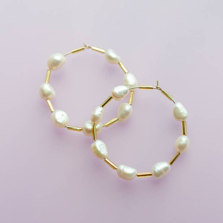 Auden Pearl Hoops | Jill Makes - Jewelry - Beaded Jewelry