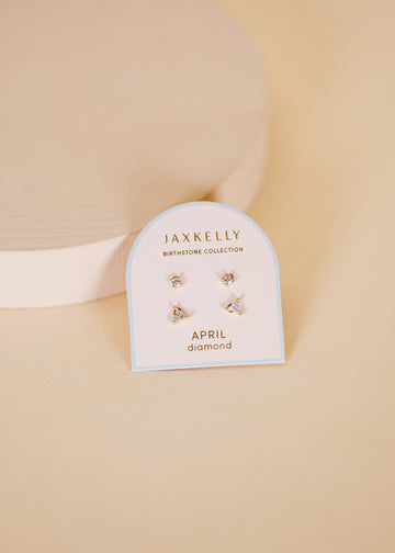 Birthstone Earrings | Jax Kelly - April | Diamond - Jewelry