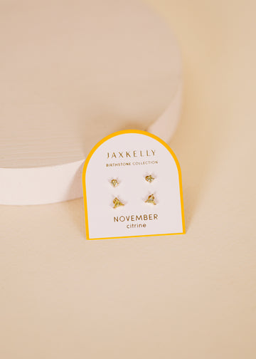 Birthstone Earrings | Jax Kelly - November | Citrine