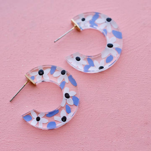 Blue Acrylic Flower Hoops | Jill Makes - Jewelry - Beaded