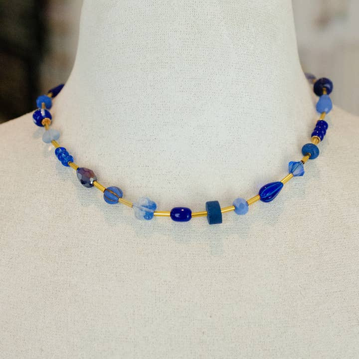 Blue Gemstone Beaded Necklace | Jill Makes - Jewelry