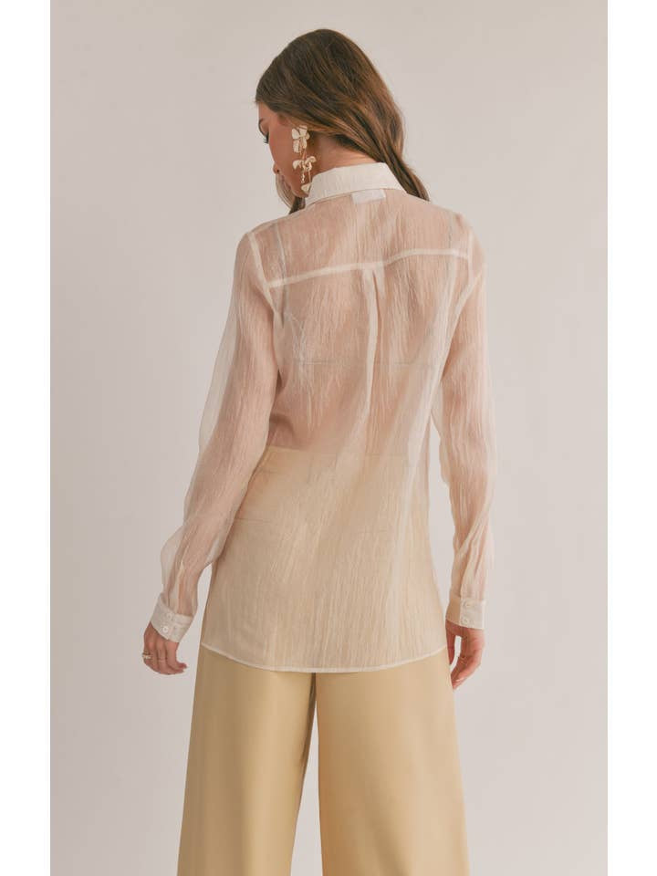 Blurred Sheer Button Down Shirt | Butter | Sage the Label