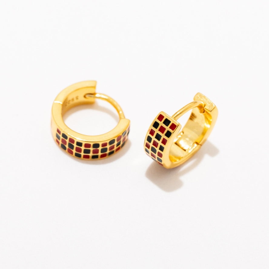 Checker Huggie Hoops | Larissa Loden - Jewelry - Earrings