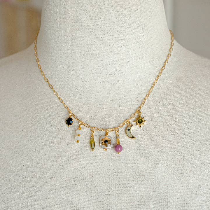 Dainty Flower Charm Necklace | Jill Makes - Jewelry