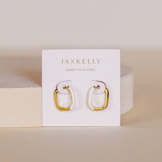 Earrings | Color Dipped Rectangle Hoop | Jaxkelly - Jewelry