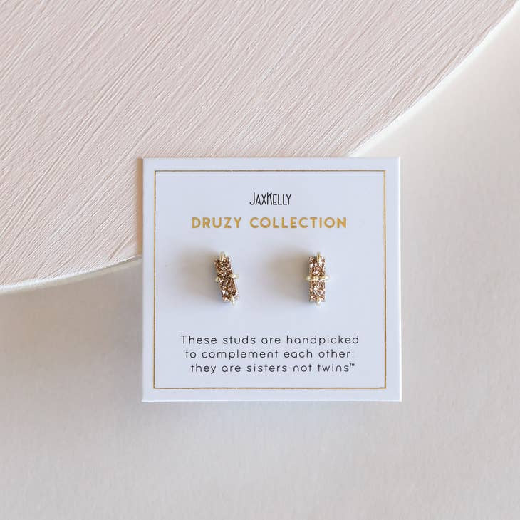 Earrings | Druzy Bar - Rose Gold | Jaxkelly - Jewelry - Rose