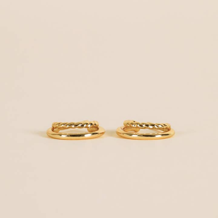 Earrings | Gold Hoop Double | Jaxkelly - Jewelry - Gold