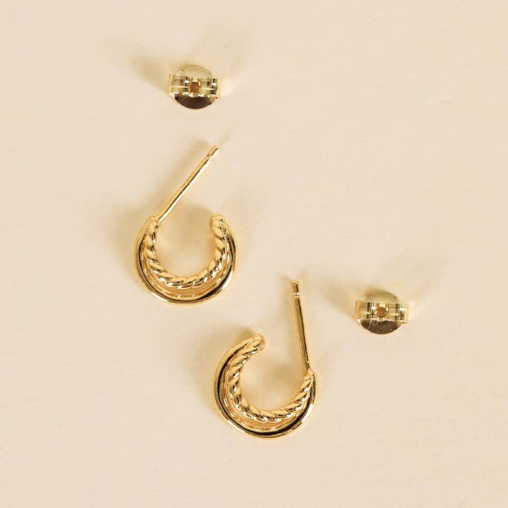 Earrings | Gold Hoop Double | Jaxkelly - Jewelry - Gold