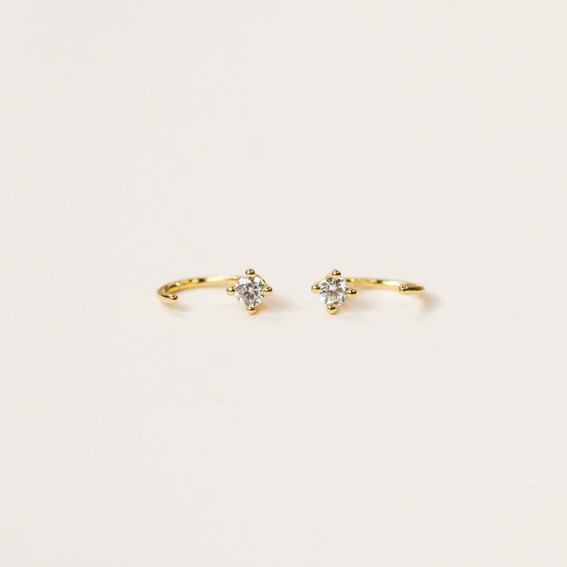 Gold And Diamond Huggies White Earrings From Jaxkelly