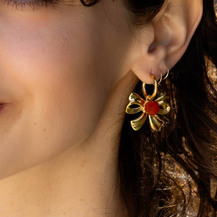 Earrings | Knotty Hoops | Peter and June - Carnelian