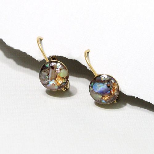 Earrings | Petite 9mm Crushed Gemstone Leverback | Cameoko -