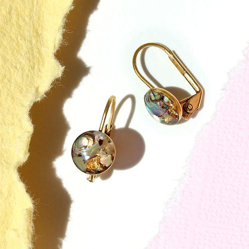 Earrings | Petite 9mm Crushed Gemstone Leverback | Cameoko -