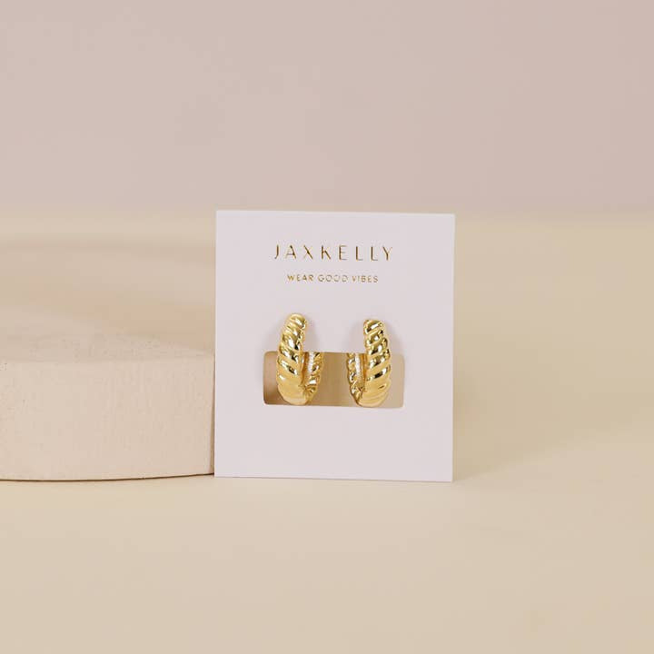 Earrings | Twisted Golden Hoop | Jaxkelly - Jewelry