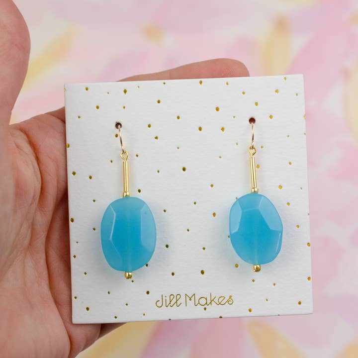 Faceted Aqua Chalcedony Earrings | Jill Makes - Jewelry