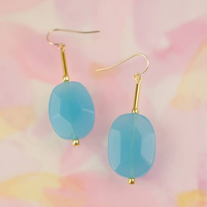 Faceted Aqua Chalcedony Earrings | Jill Makes - Jewelry