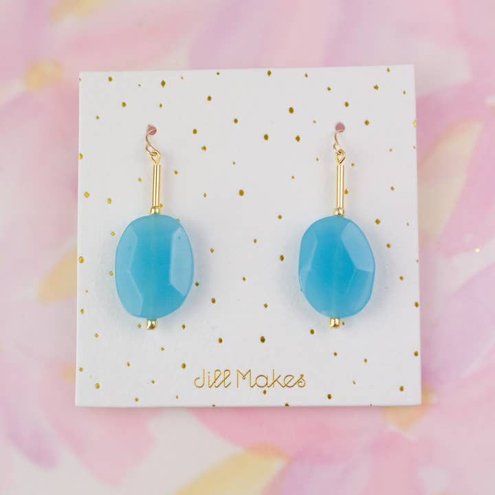 Faceted Aqua Chalcedony Earrings | Jill Makes - Jewelry