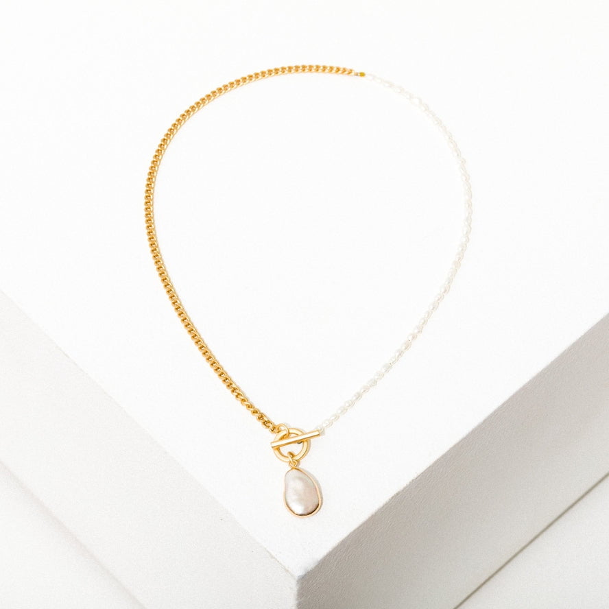 Fonda Half Chain Pearl Necklace | Larissa Loden - Jewelry