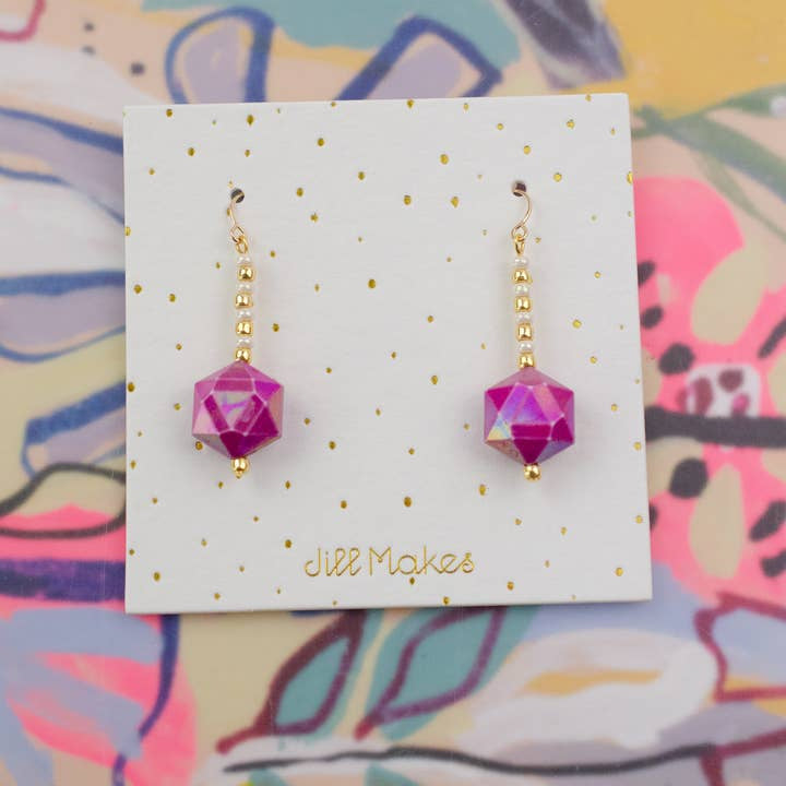 Hexagon Fuchsia Acrylic Earrings | Jill Makes - Jewelry