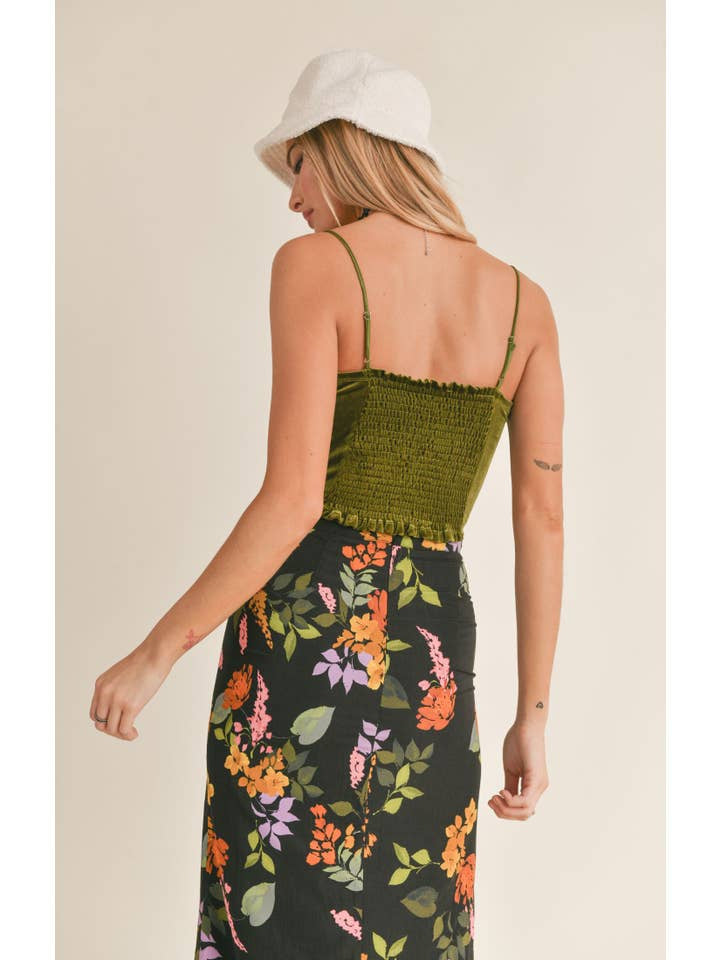 High Voltage Velvet Cropped Cami | Olive | Sage the Label