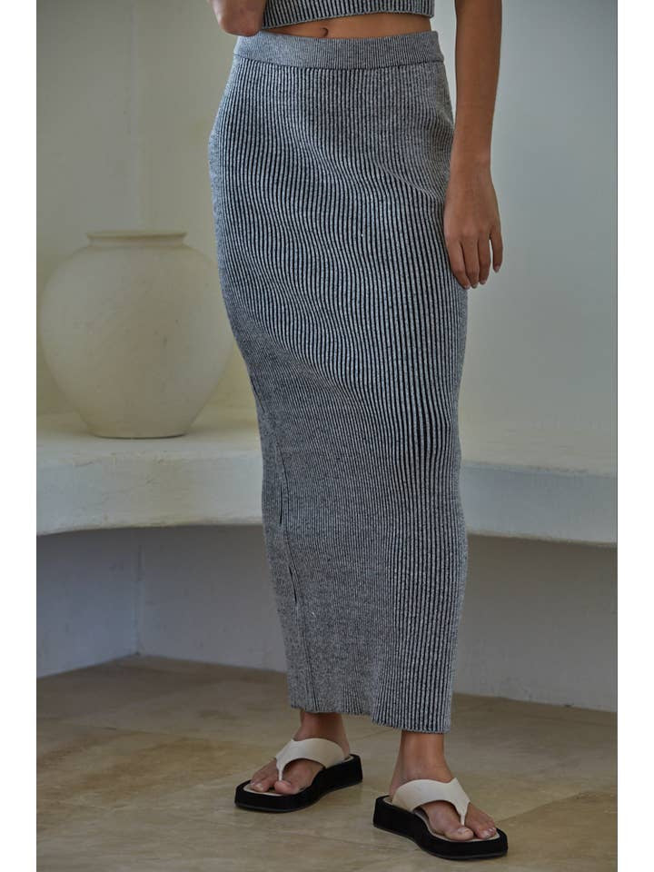 Midi Skirt | Knit Sweater | by Together - Small / Black