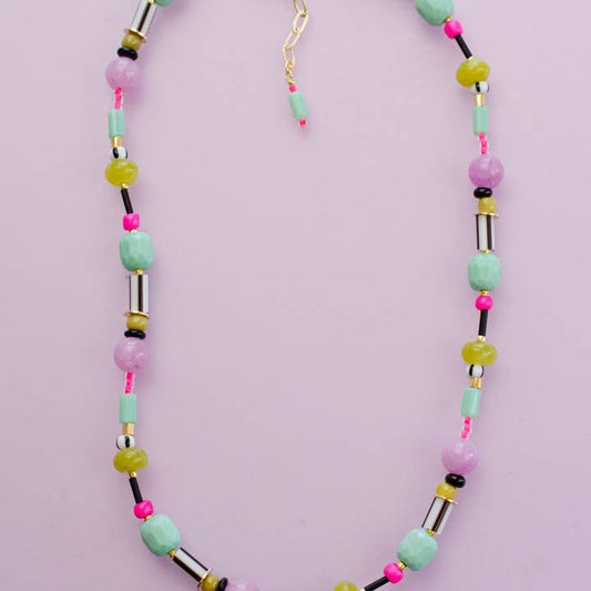 Neon Beaded Friendship Necklace | Jill Makes