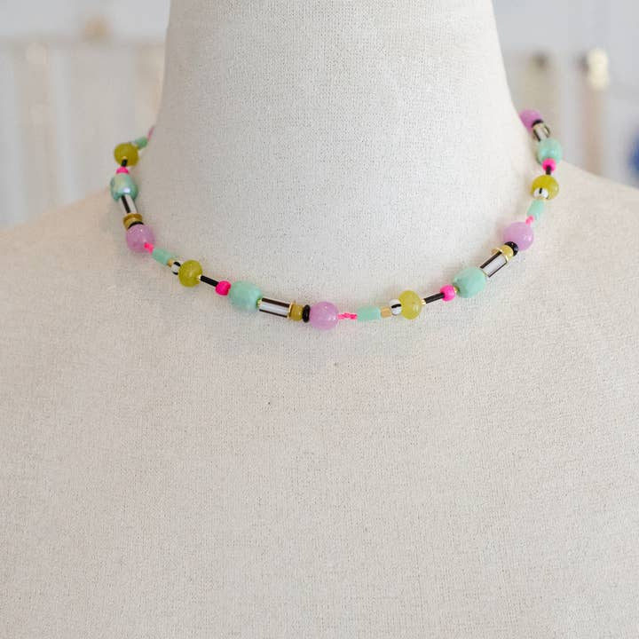 Neon Beaded Friendship Necklace | Jill Makes - Jewelry