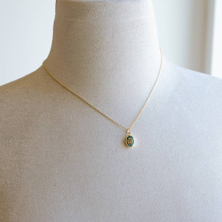 Paw Print Gemstone Necklace | Jill Makes - Emerald