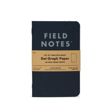 Pitch Black Notebook 3-pack 48 Pages| Field Notes - Dot