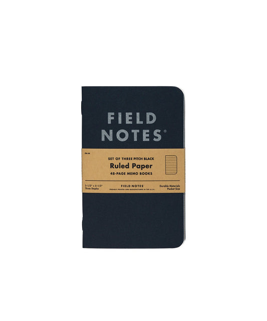 Pitch Black Notebook 3-pack 48 Pages| Field Notes - Ruled