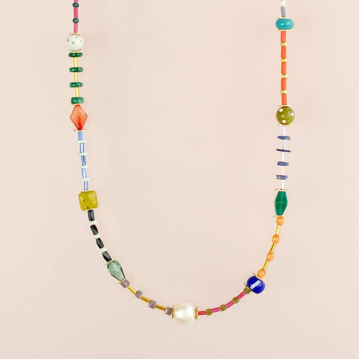 Prism Beaded Friendship Necklace Handcrafted With Glass Beads By Jill Makes