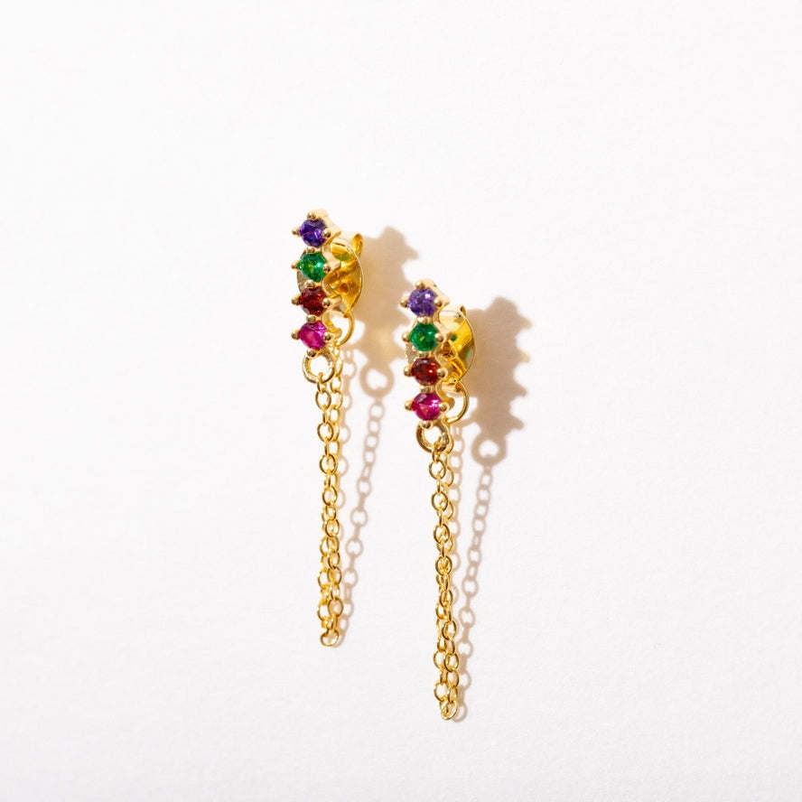 Rainbow Chain Loop Studs | Larissa Loden - Jewelry