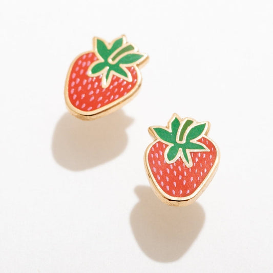 Strawberry Enamel Studs | Larissa Loden - Jewelry