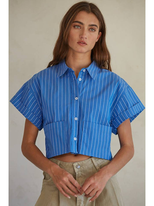 Short Sleeve Crop Top | Striped | by Together - Shirt