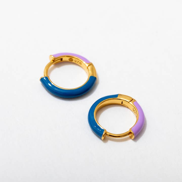 Two Toned Huggie Hoops | Larissa Loden - Blue/purple