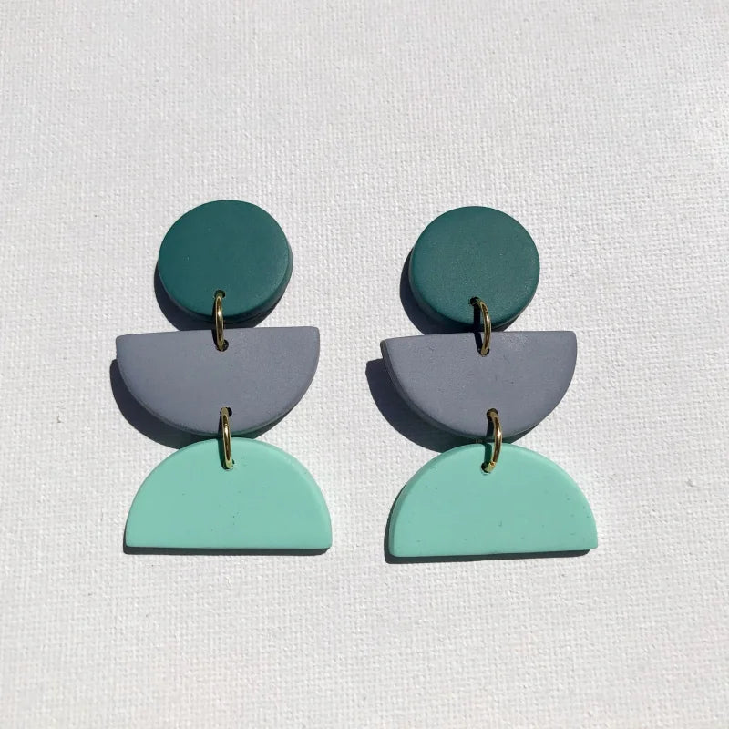 Earrings | Color Block | Sigfus Designs - Emerald + Mint -