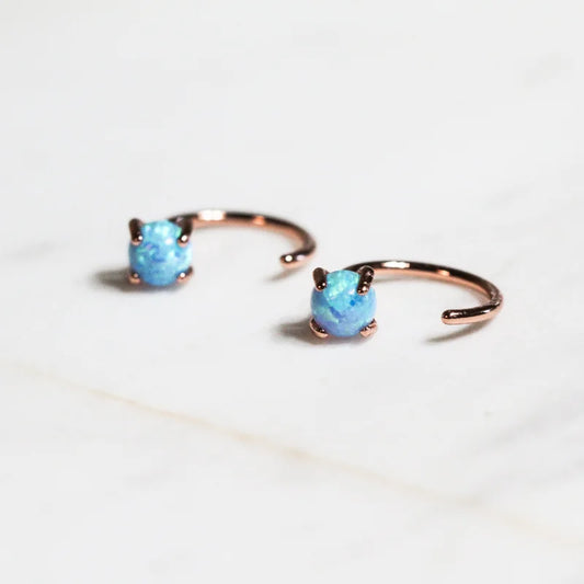 Earrings | Opal Huggies | Jaxkelly - Jewelry - Gold - Huggie